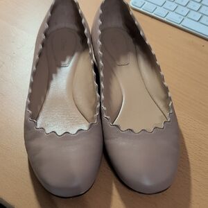 Chloe Taupe Scalloped Flats Laurens